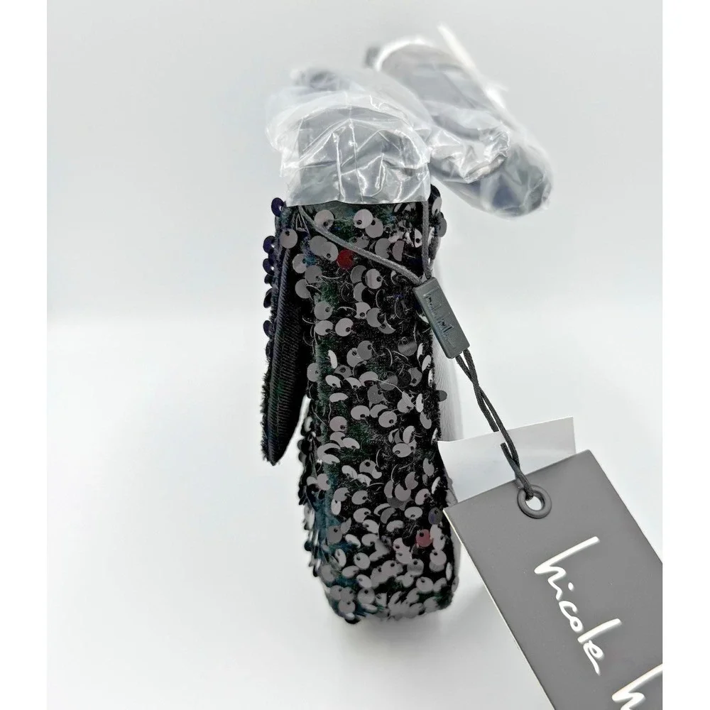 Nicole Miller Black‎ Sequin Shoulder Bag NWT Evening Party Crossbody Adjustable